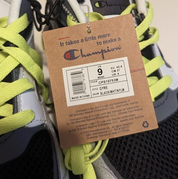 champion Men's Sneakers Shoes Size 9 and 9.5 Retro Black -Green Logo Champion - Picture 5 of 5